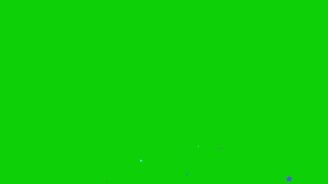 Celebrate success with vibrant blue confetti falling against a bright green backdrop, perfect for party or event promotions