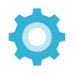 Simple blue cogwheel or gear icon representing mechanics and industry