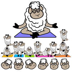 Sheep Tired Sleepy Yoga Teacher Group Class Meditation Faces Group Meditation Pose Collection