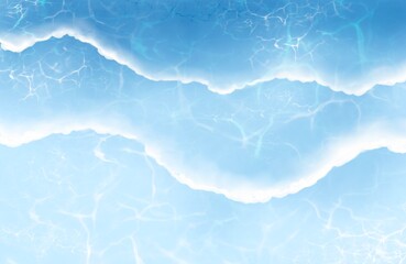 Soft blue sea water background with gentle white waves and sunlight reflections, summer ocean surface texture for design and decoration