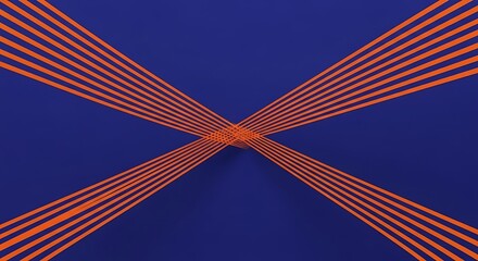 Obraz premium Orange lines crossing on a deep blue background