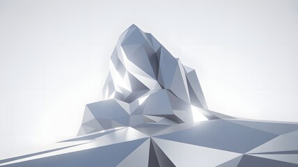 Stunning geometric mountain landscape with modern polygonal design and clean white aesthetic for architectural visualization and creative backgrounds