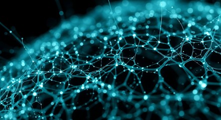 Abstract network of glowing nodes and connections