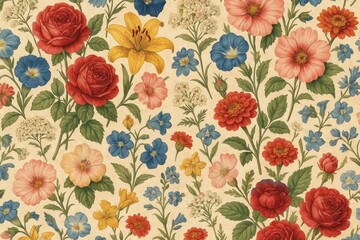 Vintage floral pattern wallpaper