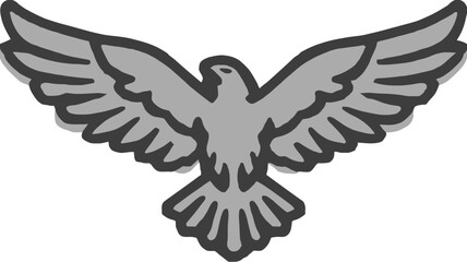 Stylized Grey Bird Flying Illustration with Spread Wings - Vector Graphic Design Element Symbolizing Freedom and Peace