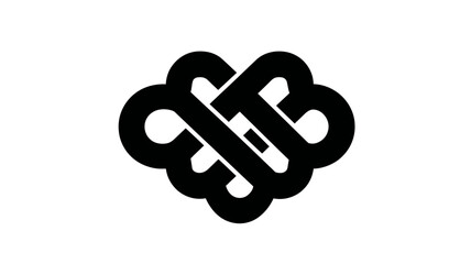 Intricate black interwoven knot symbol. Abstract design representing connection, unity, infinity, or partnership on a clean white background.