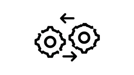 Gears icon symbolizing technology, engineering, process, system, and development mechanism.