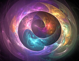 Swirling abstract artwork with a spiral of vibrant colors