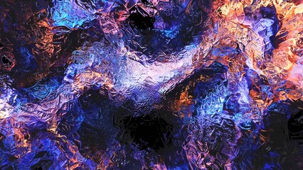 Abstract vibrant iridescent ice texture with glowing lights