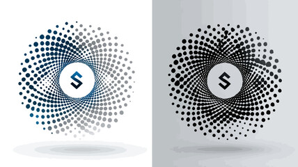 Modern abstract circular dotted spiral design with dynamic halftone pattern, digital gradient, and vortex effect. Technology graphic background.