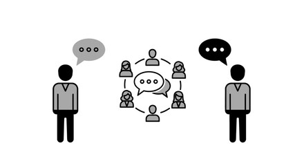 Iconographic representation of communication and collaboration among people