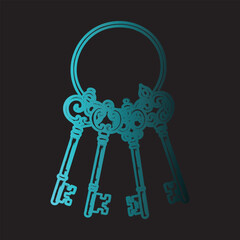 Mysterious ornate keys on a ring with ethereal glow symbolizing secrets and mysteries vector