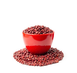 Red adzuki beans isolated, raw azuki bean pile, Vigna angularis legume seeds, dry red mung bean