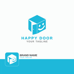 Happy Door Smile Home Icon Logo Design
