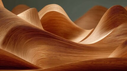 Obraz premium Wavy wood texture creating an abstract landscape of flowing lines and undulating organic shapes