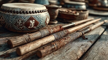 Bamboo sticks for traditional percussion performance picture