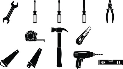 Naklejka premium Collection of various hand tools, representing repair, construction, and maintenance, perfect for diy projects and home improvement