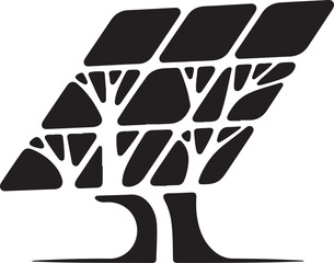 Stylized solar panel tree symbolizing renewable energy and nature