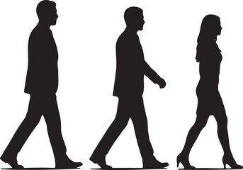 Walking Business People Silhouette Vector Image Perfect for Illustration on Transparent Background