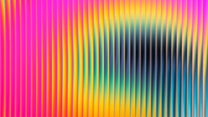 Neon ribbed fractal glass texture with vibrant rainbow gradients and bright smooth fluted vertical lines. Bright smooth fluted vertical lines with burst of holographic iridescent summer tones. Vector