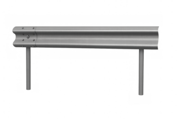 Metal road barrier guardrail protecting roadside with transparent background