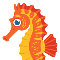 Cute cartoon seahorse illustration with orange and yellow colors