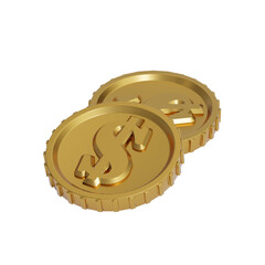 Golden Dollar Coins 3D Render