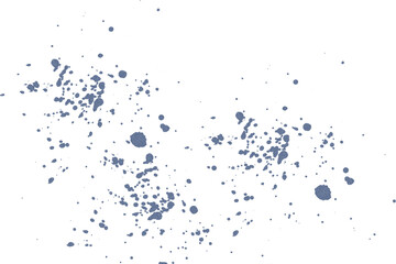 Abstract blue ink splatter isolated on transparent background for artistic designs