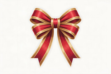 Elegant red and gold ribbon bow, beautifully tied, conveys festivity and decorative charm.