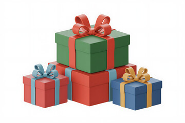 Colorful stacked gift boxes with ribbons, symbolizing celebration, generosity, and festive occasions.