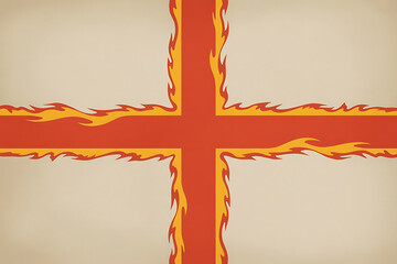 Fiery cross emblem against a textured background, evoking strength, heritage, and symbolic significance.