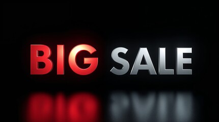 Illustration of big sale message with red and silver letters on a black background