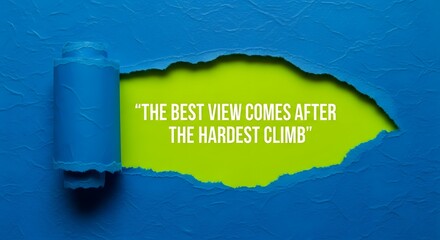 Inspirational quote about perseverance and reward with creative torn paper effect, perfect motivation for achieving goals and overcoming challenges in life