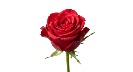 Single Red Rose PNG &ndash; High Resolution 8K Transparent Flower with Real Dew Drops and Natural Soft Light
