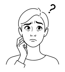 Confused Look Line Art