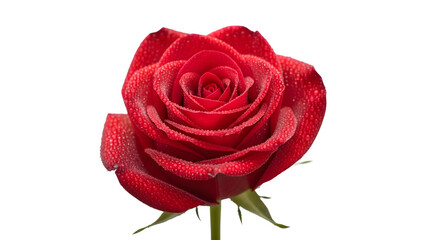 Isolated Red Rose PNG – Realistic Single Flower with Dew Drops and Soft Natural Light in 8K Ultra HD
