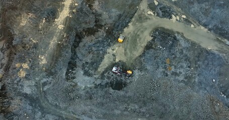 Heavy machinery working together in open pit mine. Stock clip