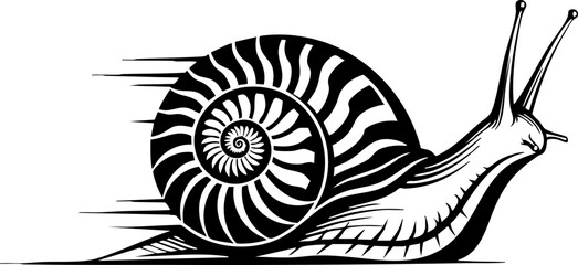 Dynamic snail illustration conveying speed, perfect for nature, humor, or business concepts representing efficiency and fast progress, originally vector graphics © TOP-EDGE DESIGNS