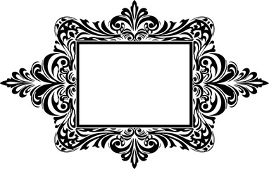 Elegant ornamental frame with floral swirls, perfect for wedding invitations, vintage designs, certificates, and luxurious branding projects needing a classic touch