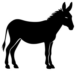 a black silhouette of a donkey on a transparent background, black, donkey, image, silhouette, stand, zebra 