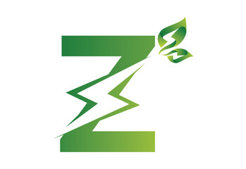 intel latter z with green eco symbol eletronic logo design templet