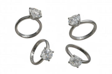 Diamond engagement rings set with sparkling gemstones, showcasing luxury jewelry for marriage and proposal concepts