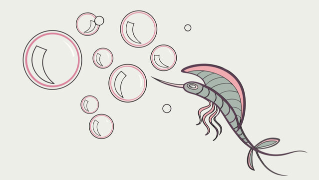 A whimsical illustration of a tadpole shrimp blowing bubbles, adding a touch of playfulness and charm to any creative design or project