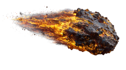 Fiery meteorite blazing through space in dynamic motion