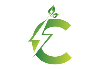intel latter C with green eco symbol eletronic logo design templet