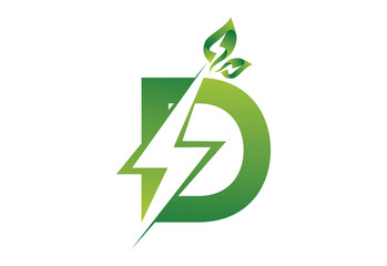 intel latter D with green eco symbol eletronic logo design templet