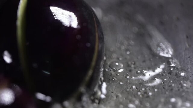 Stir frying egg plant in oil.