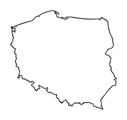 Naklejka premium Black outline of the map of poland showing its national borders in a simple, minimalist style.