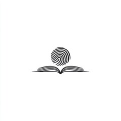 Obraz premium Conceptual fingerprint symbol above open book for education and learning