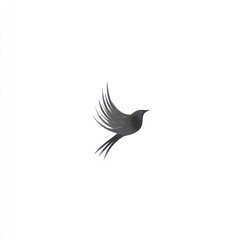 Fototapeta premium Stylized bird illustration soaring against a clean white background copy space
